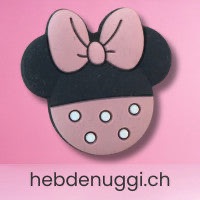 Motivperle Maus mit Schleife · Kopfform, mit Punkten, rosa