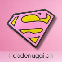 Motivperle Superheld · Emblem, rosa
